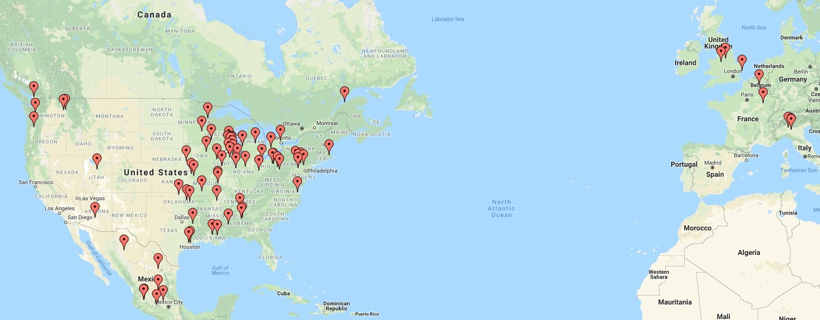 Locations of SFSA member companies