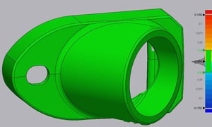 Overlay showing tolerances in a cast part 3D model